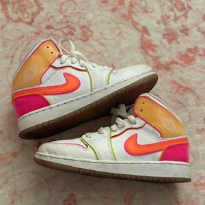 Nike Kids Sneakers in White, Orange, and Pink